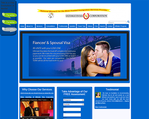ultimate visa corporation homepage screenshot